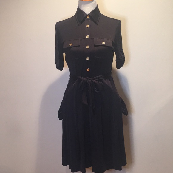 Tory Burch Julianne 100% Silk Button Down Navy Blue Dress - Small (without sash) - Picture 6 of 16